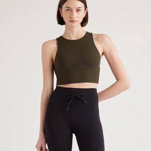 Quince Ultra Form High Neck Cropped Tank in Smokey Olive Size Small